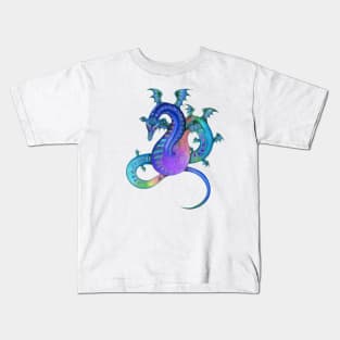 Fabulous Rainbow Dragon in Royal Blue, Teal, and Purple Kids T-Shirt